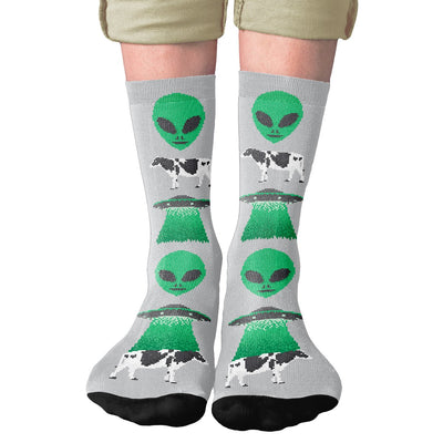 Aliens & UFOs 8-Bit Adult Crew Socks | Funny Shirt from Famous In Real Life