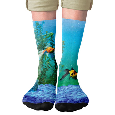 Aquarium Screensaver Adult Crew Socks | Funny Shirt from Famous In Real Life