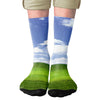 Green Fields Screensaver Adult Crew Socks | Funny Shirt from Famous In Real Life