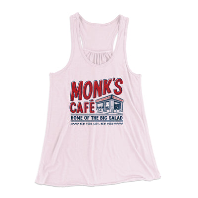 Monk's Cafe Women's Flowey Racerback Tank Top Soft Pink | Funny Shirt from Famous In Real Life