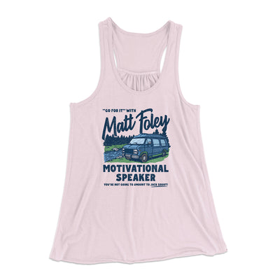 Matt Foley Motivational Speaker Women's Flowey Racerback Tank Top Soft Pink | Funny Shirt from Famous In Real Life