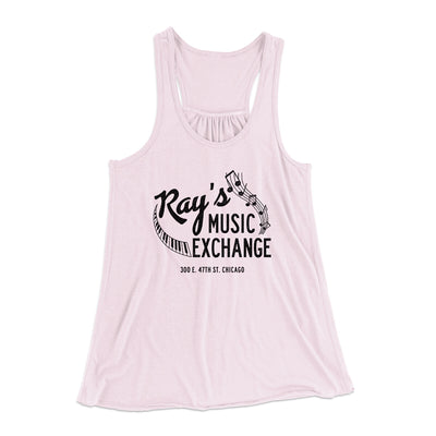 Rays Music Exchange Women's Flowey Racerback Tank Top Soft Pink | Funny Shirt from Famous In Real Life