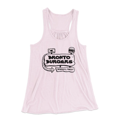 Bronto Burgers Women's Flowey Racerback Tank Top Soft Pink | Funny Shirt from Famous In Real Life