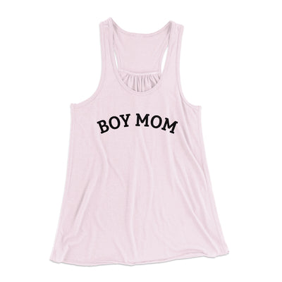Boy Mom Women's Flowey Racerback Tank Top Soft Pink | Funny Shirt from Famous In Real Life