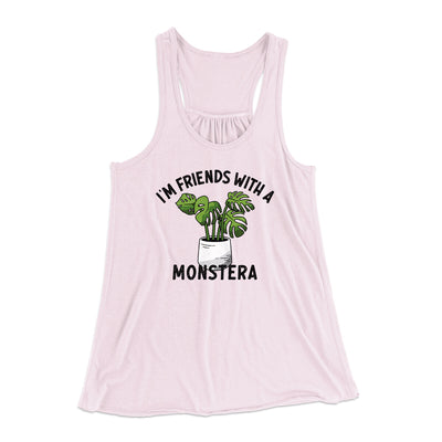 I’m Friends With A Monstera Women's Flowey Racerback Tank Top Soft Pink | Funny Shirt from Famous In Real Life