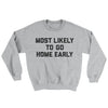 Most Likely To Leave Early Ugly Sweater Sport Grey | Funny Shirt from Famous In Real Life