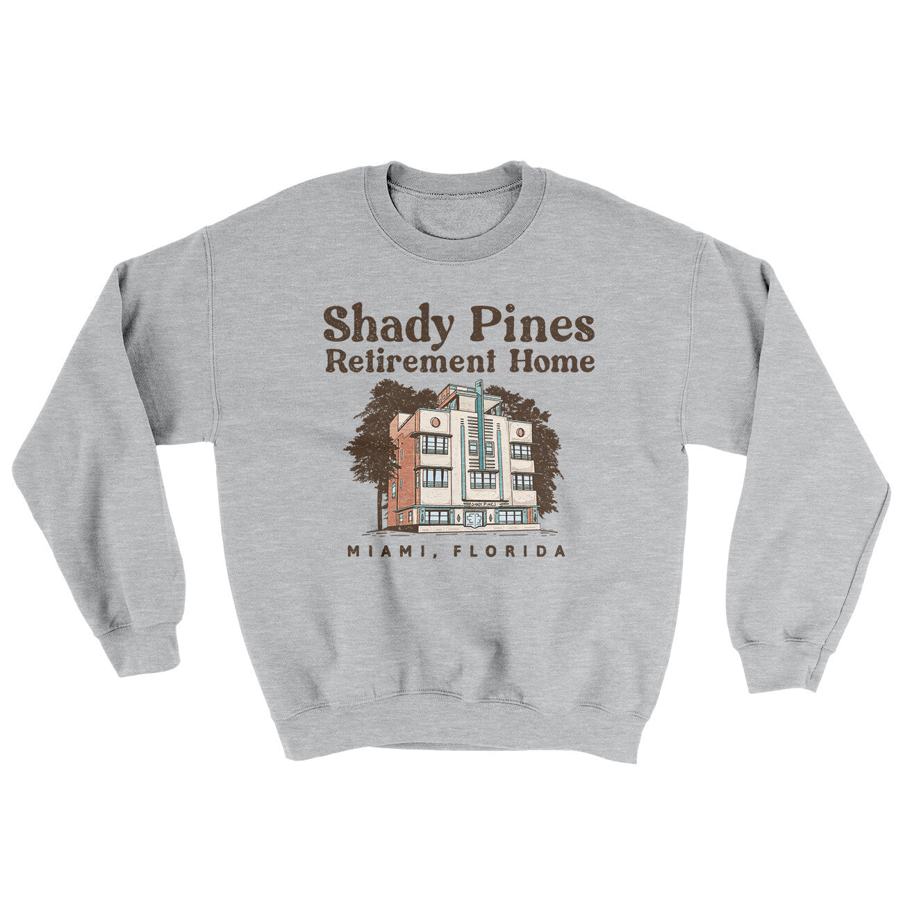 Shady Pines Retirement Home Ugly Sweater Sport Grey | Funny Shirt from Famous In Real Life