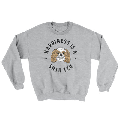 Happiness Is A Shih Tzu Ugly Sweater Sport Grey | Funny Shirt from Famous In Real Life