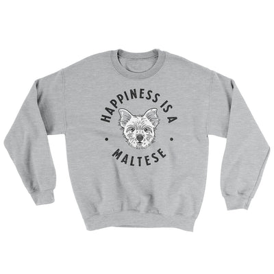 Happiness Is A Maltese Ugly Sweater Sport Grey | Funny Shirt from Famous In Real Life