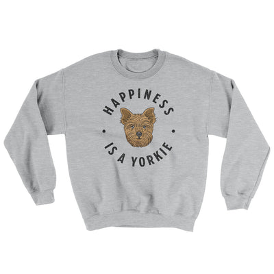 Happiness Is A Yorkie Ugly Sweater Sport Grey | Funny Shirt from Famous In Real Life