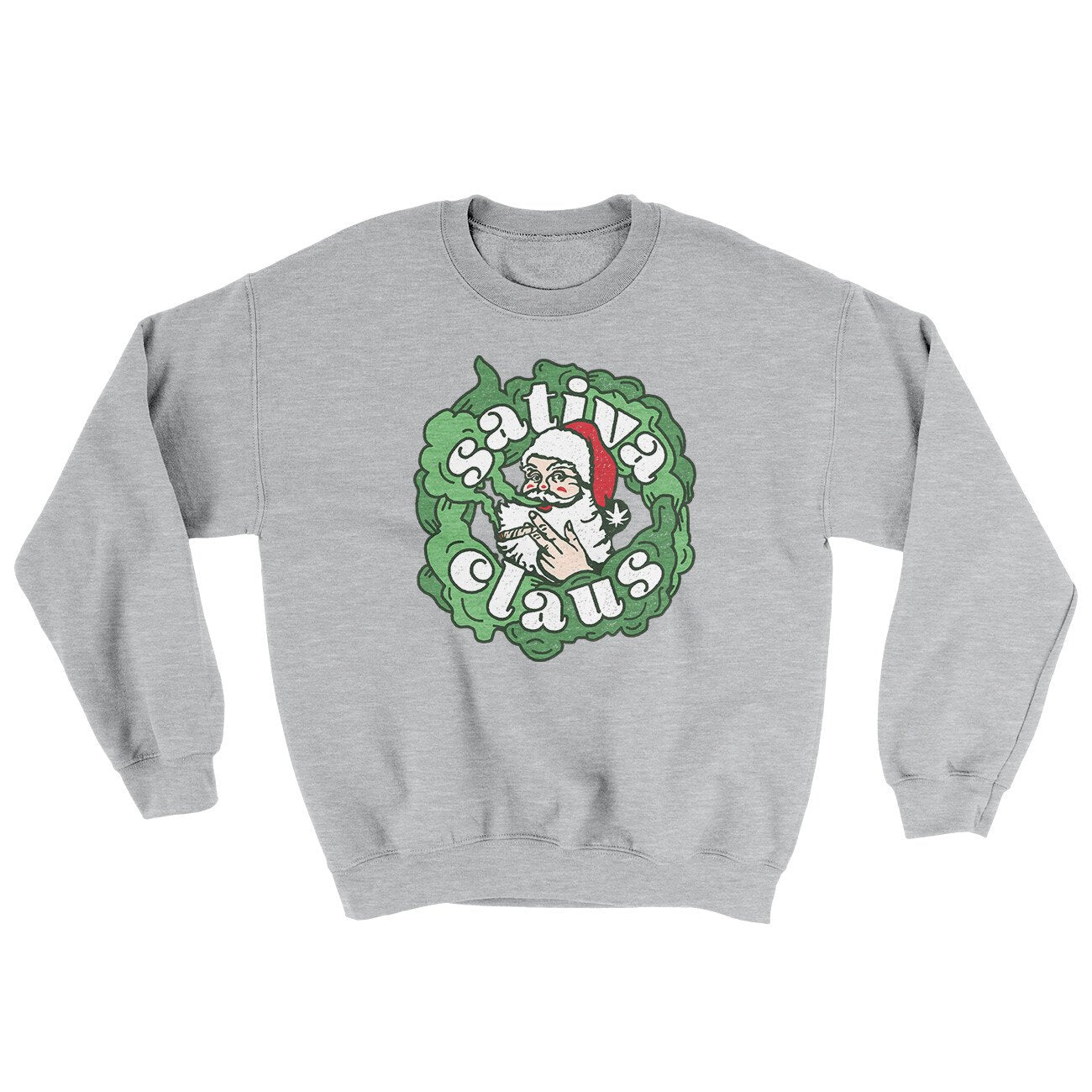 Sativa Claus Ugly Sweater Sport Grey | Funny Shirt from Famous In Real Life