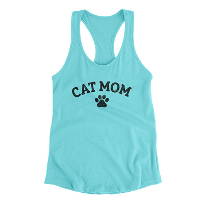 Cat Mom Women's Racerback Tank Tahiti Blue | Funny Shirt from Famous In Real Life