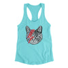 Bowie Cat Women's Racerback Tank Tahiti Blue | Funny Shirt from Famous In Real Life