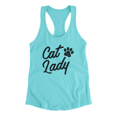 Cat Lady Women's Racerback Tank Tahiti Blue | Funny Shirt from Famous In Real Life