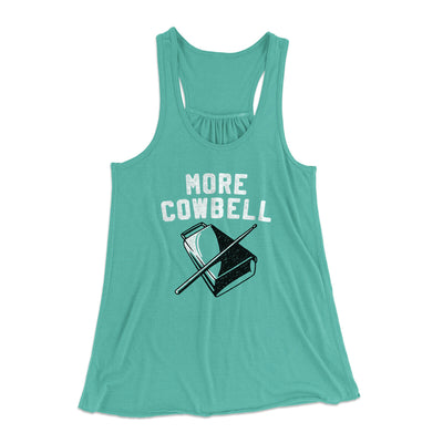 More Cowbell Women's Flowey Racerback Tank Top Teal | Funny Shirt from Famous In Real Life