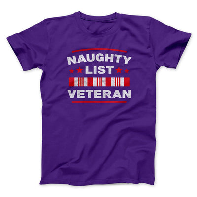 Naughty List Veterans Men/Unisex T-Shirt Team Purple | Funny Shirt from Famous In Real Life