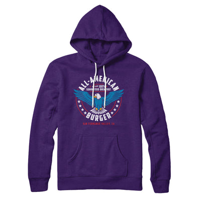 All American Burger Hoodie Team Purple | Funny Shirt from Famous In Real Life