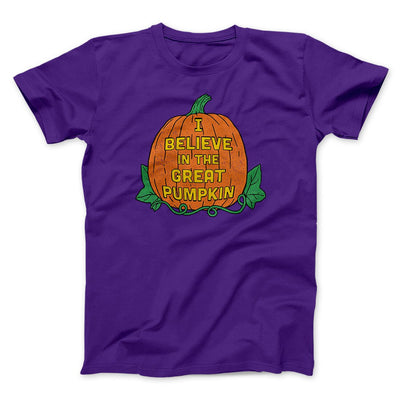 I Believe In The Great Pumpkin Men/Unisex T-Shirt Team Purple | Funny Shirt from Famous In Real Life