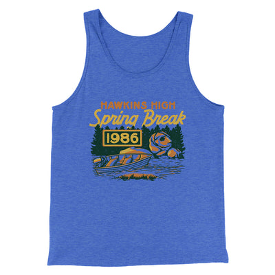 Hawkins Spring Break 1986 Men/Unisex Tank Top True Royal TriBlend | Funny Shirt from Famous In Real Life