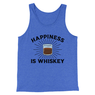 Happiness Is Whiskey Men/Unisex Tank Top True Royal TriBlend | Funny Shirt from Famous In Real Life