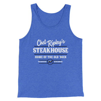 Chet Ripley's Steakhouse Funny Movie Men/Unisex Tank Top True Royal TriBlend | Funny Shirt from Famous In Real Life