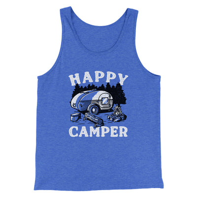 Happy Camper Men/Unisex Tank Top True Royal TriBlend | Funny Shirt from Famous In Real Life