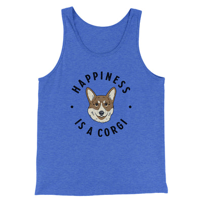 Happiness Is A Corgi Men/Unisex Tank Top True Royal TriBlend | Funny Shirt from Famous In Real Life