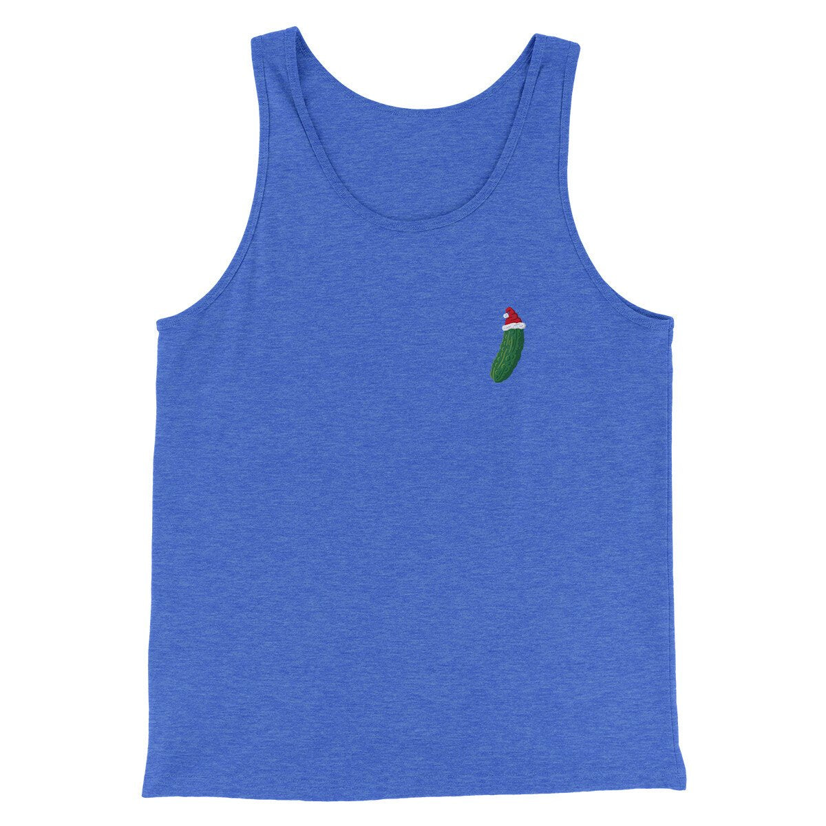 Christmas Pickle Men/Unisex Tank Top True Royal TriBlend | Funny Shirt from Famous In Real Life