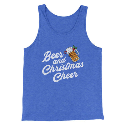 Beer And Christmas Cheer Men/Unisex Tank Top True Royal TriBlend | Funny Shirt from Famous In Real Life