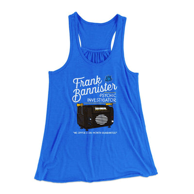 Frank Bannister Psychic Investigator Women's Flowey Racerback Tank Top True Royal | Funny Shirt from Famous In Real Life