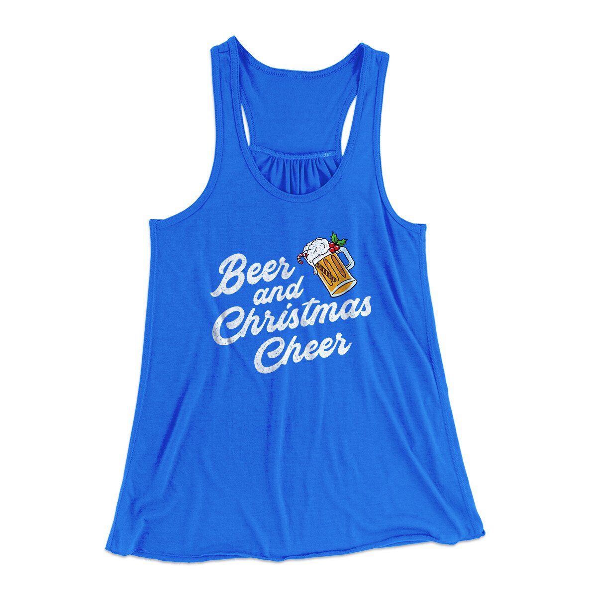 Beer And Christmas Cheer Women's Flowey Racerback Tank Top | Funny Shirt from Famous In Real Life