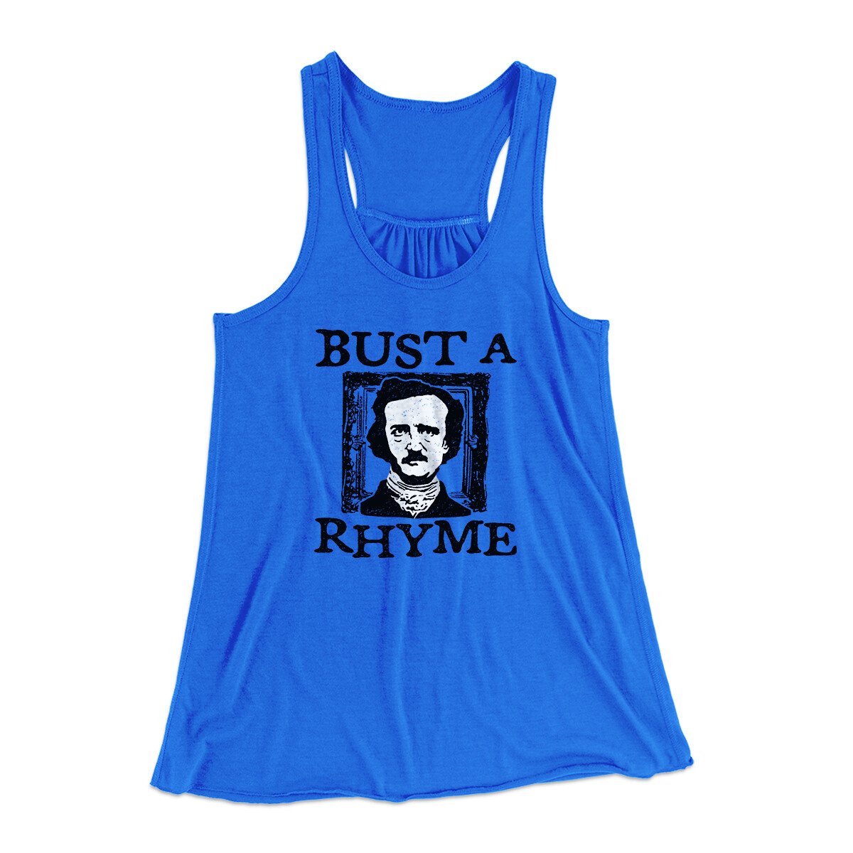 Bust A Rhyme Women's Flowey Racerback Tank Top True Royal | Funny Shirt from Famous In Real Life