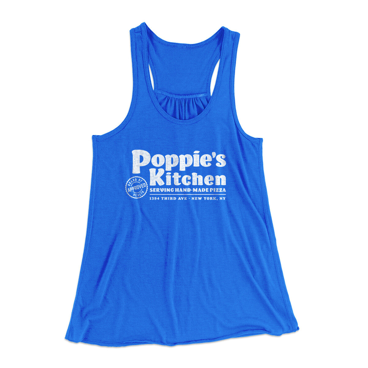 Poppies Kitchen Women's Flowey Racerback Tank Top True Royal | Funny Shirt from Famous In Real Life