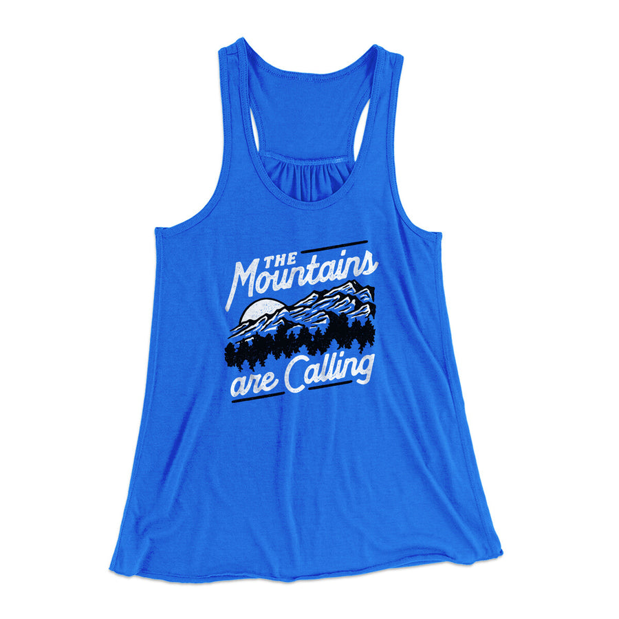 The Mountains Are Calling Women's Flowey Racerback Tank Top True Royal | Funny Shirt from Famous In Real Life