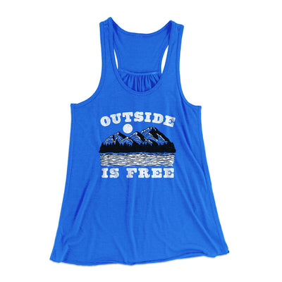 Outside Is Free Women's Flowey Racerback Tank Top True Royal | Funny Shirt from Famous In Real Life