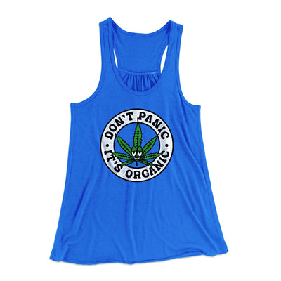 Don't Panic It's Organic Women's Flowey Racerback Tank Top True Royal | Funny Shirt from Famous In Real Life