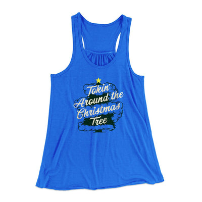 Tokin Around The Christmas Tree Women's Flowey Racerback Tank Top True Royal | Funny Shirt from Famous In Real Life
