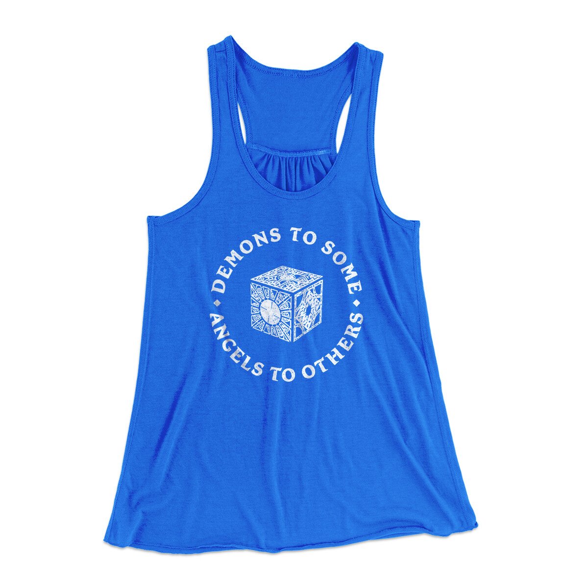 Demons To Some Angels To Others Women's Flowey Racerback Tank Top True Royal | Funny Shirt from Famous In Real Life