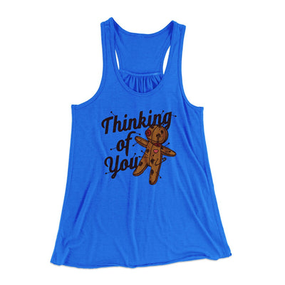 Thinking Of You Women's Flowey Racerback Tank Top True Royal | Funny Shirt from Famous In Real Life