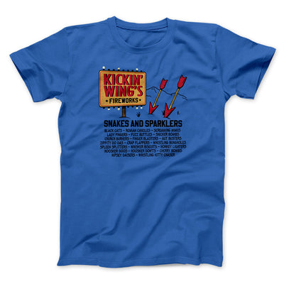 Kickin' Wing's Fireworks Funny Movie Men/Unisex T-Shirt True Royal | Funny Shirt from Famous In Real Life