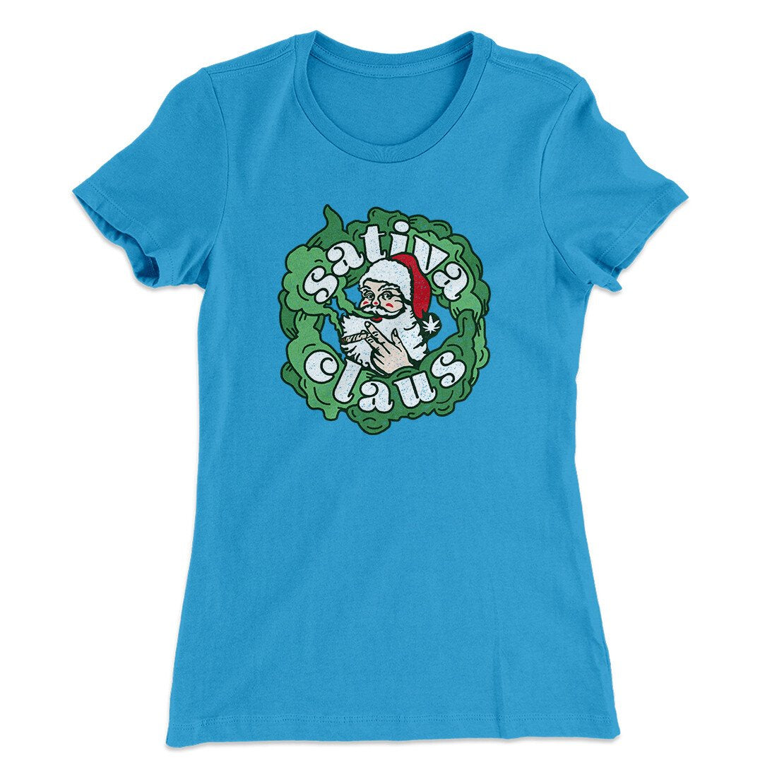Sativa Claus Women's T-Shirt Turquoise | Funny Shirt from Famous In Real Life