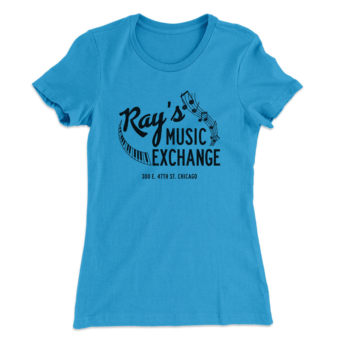 Rays Music Exchange Women's T-Shirt Turquoise | Funny Shirt from Famous In Real Life