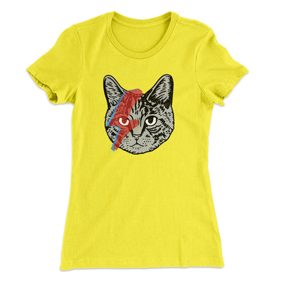 Bowie Cat Women's T-Shirt Vibrant Yellow | Funny Shirt from Famous In Real Life