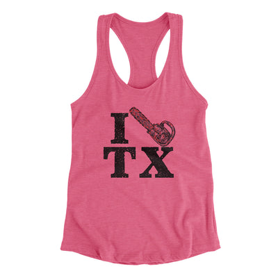 I Chainsaw Texas Women's Racerback Tank Vintage Pink | Funny Shirt from Famous In Real Life