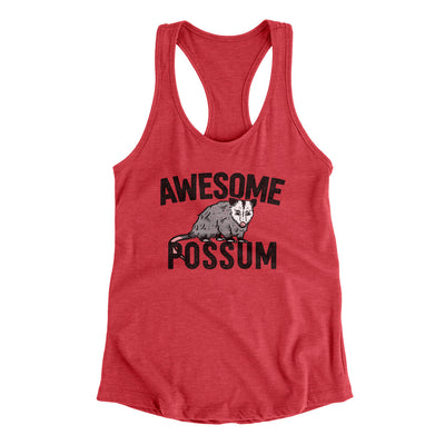 Awesome Possum Funny Women's Racerback Tank Vintage Red | Funny Shirt from Famous In Real Life