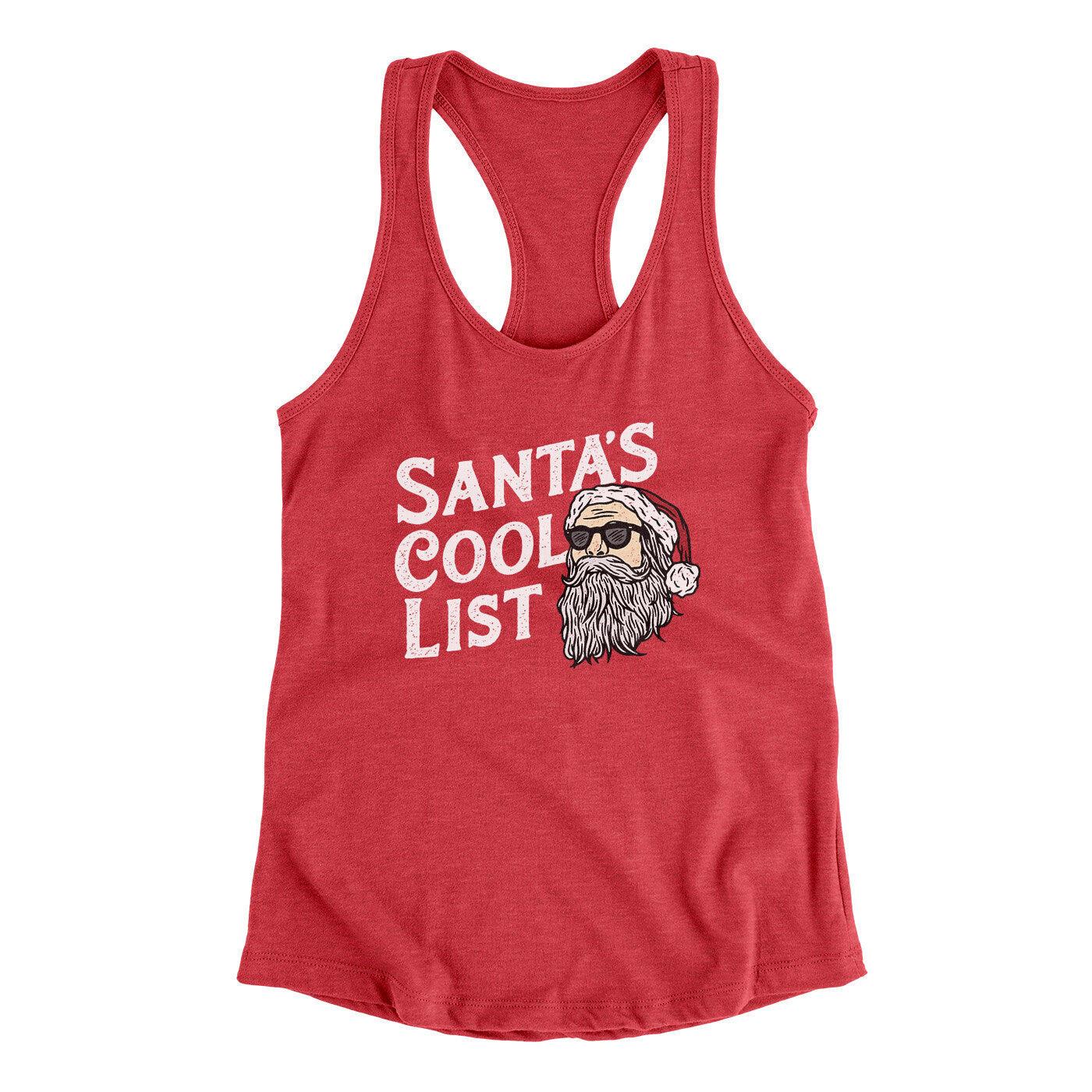 Santa’s Cool List Women's Racerback Tank Vintage Red | Funny Shirt from Famous In Real Life