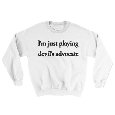 I’m Just Playing Devil’s Advocate Ugly Sweater White | Funny Shirt from Famous In Real Life