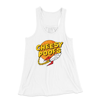 Cheesy Poofs Women's Flowey Racerback Tank Top White | Funny Shirt from Famous In Real Life