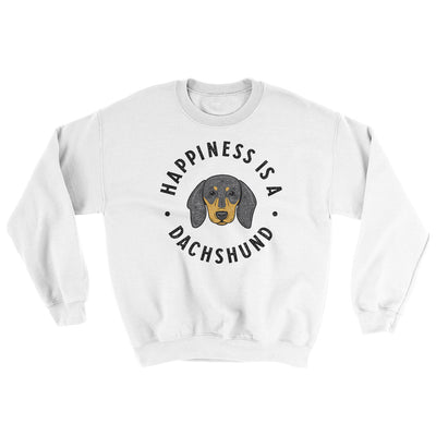 Happiness Is A Dachshund Ugly Sweater White | Funny Shirt from Famous In Real Life