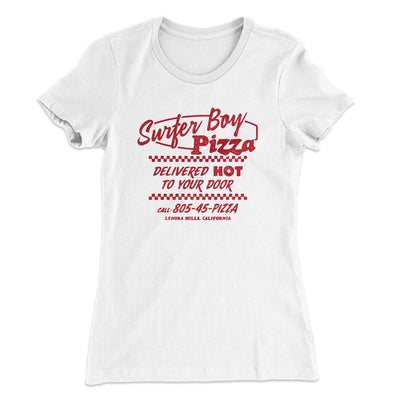 Surfer Boy Pizza Women's T-Shirt White | Funny Shirt from Famous In Real Life